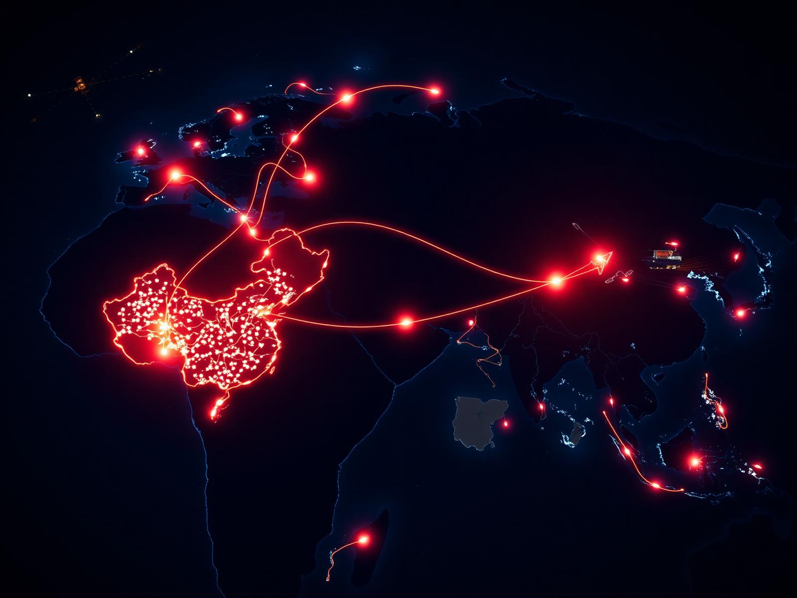 Hartă rute logistice China — Europa